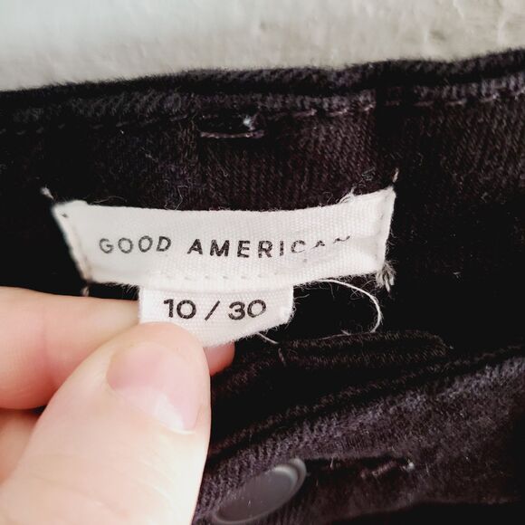 GOOD AMERICAN Good Curve High Rise Straight Stretch Black Jeans GCST47SBT 10/30 - Picture 4 of 11